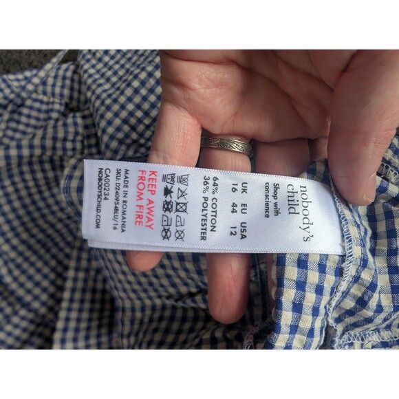 Nobody's Child Women's Sz 12 Dress Delilah Gingham Cotton Cottage Homestead Blue - Picture 12 of 14